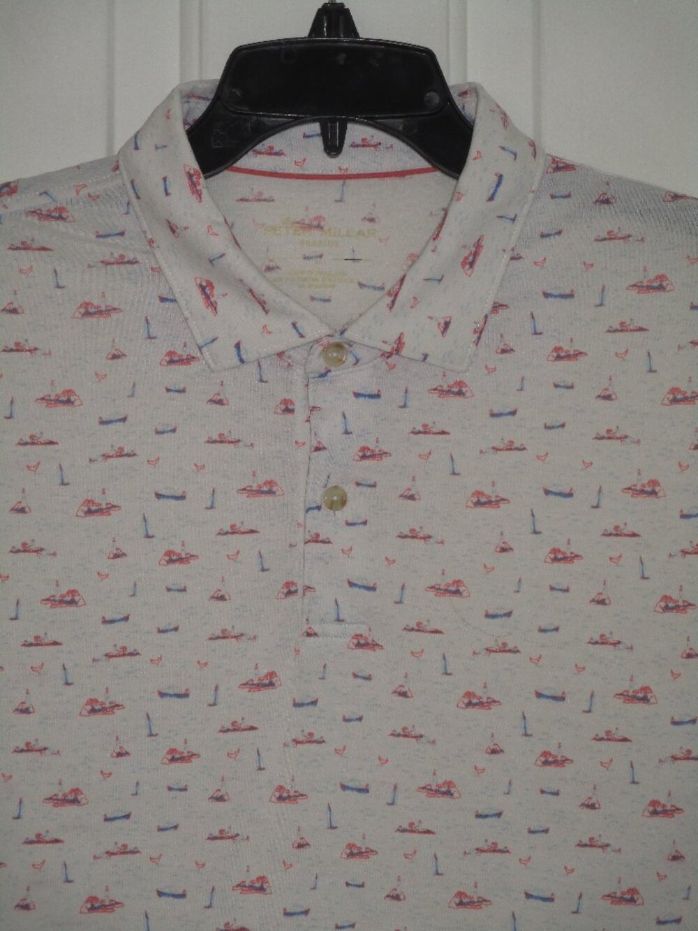 Peter Millar Crown "Seaside" Mens S/S White Stretch Golf Polo Shirt - Size XL